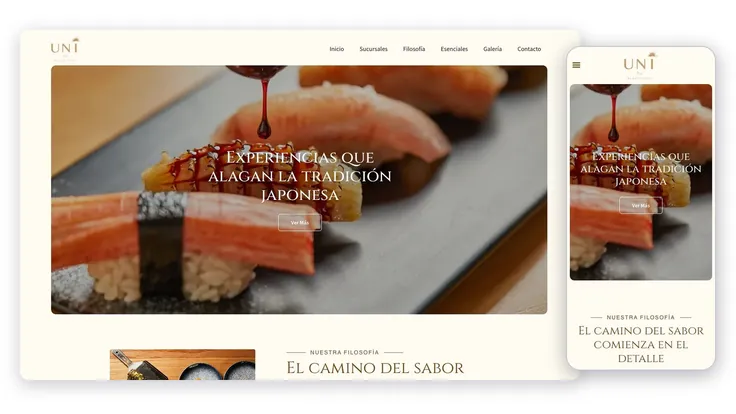 Sitio de Uni by Batta Sushi hecho por Ad Center, en computadora y celular